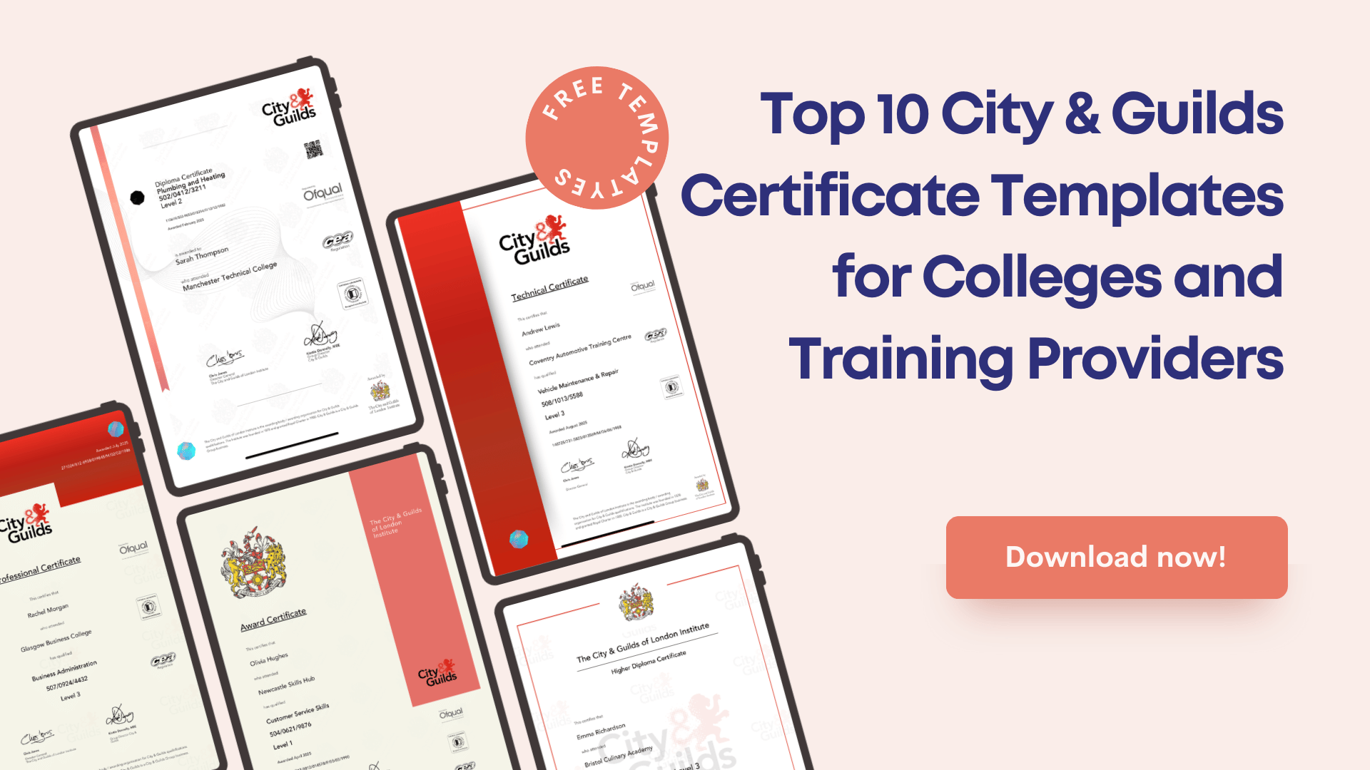 Top 10 City & Guilds Certificate Templates for Colleges and Training Providers