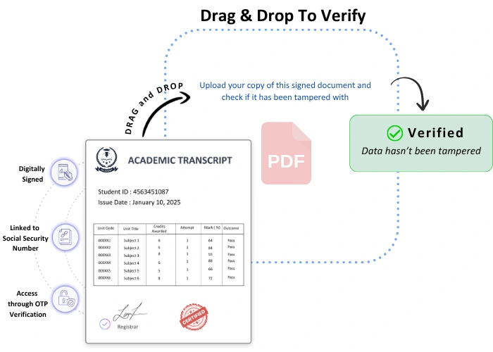 EduTranscript recipient-facing transcript verification portal